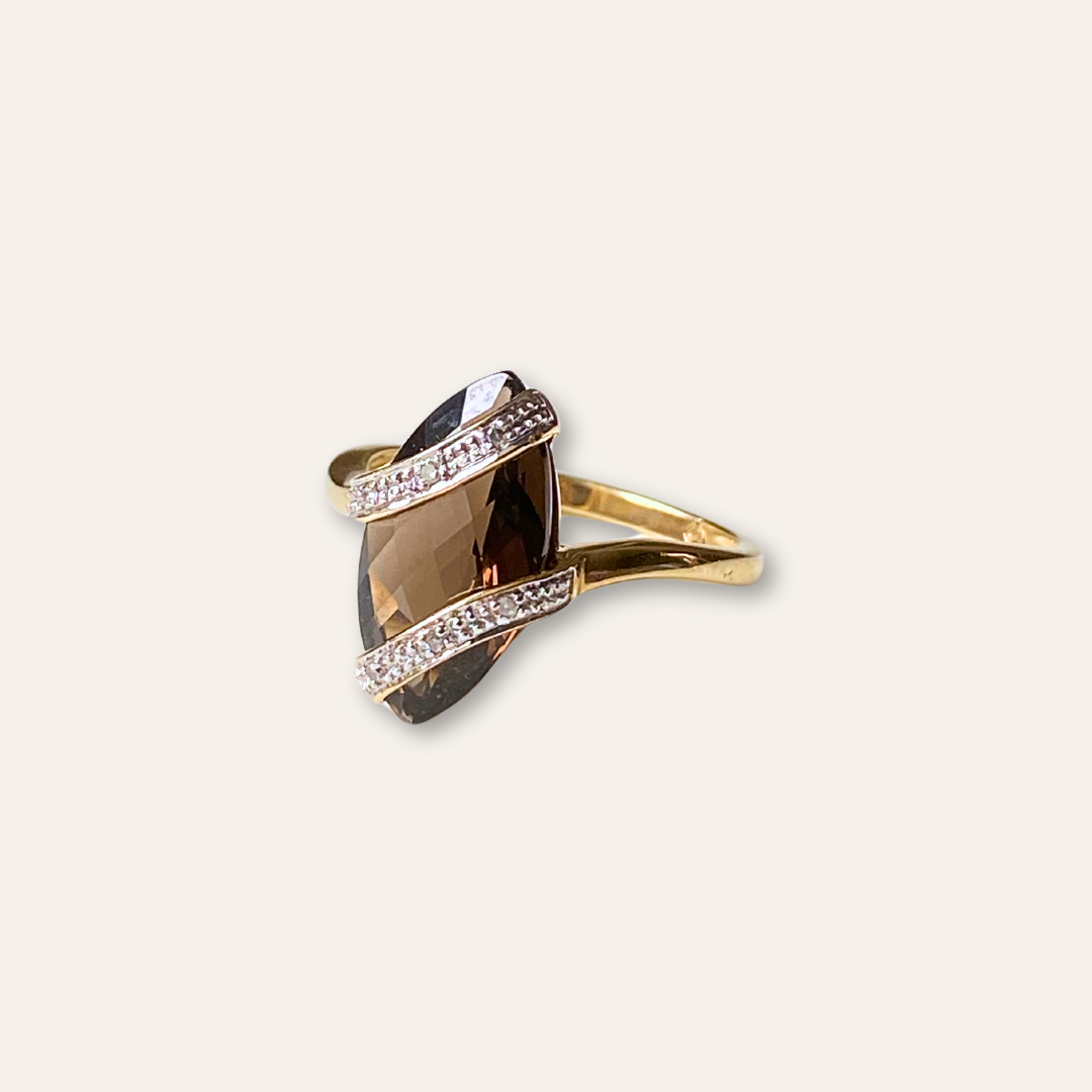 Reese | Unieke Rookkwarts & Diamant Ring