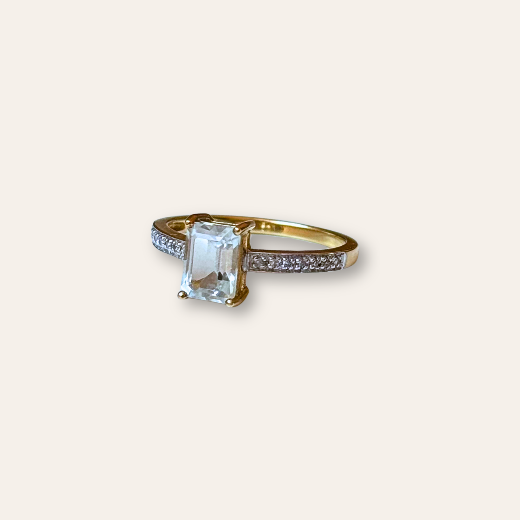 Aquamarijn & Diamant Ring