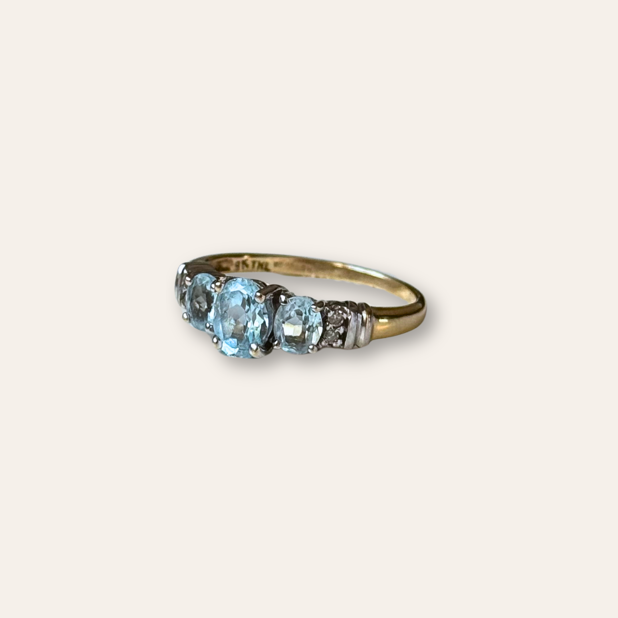 Aquamarijn & Diamant Rij Ring