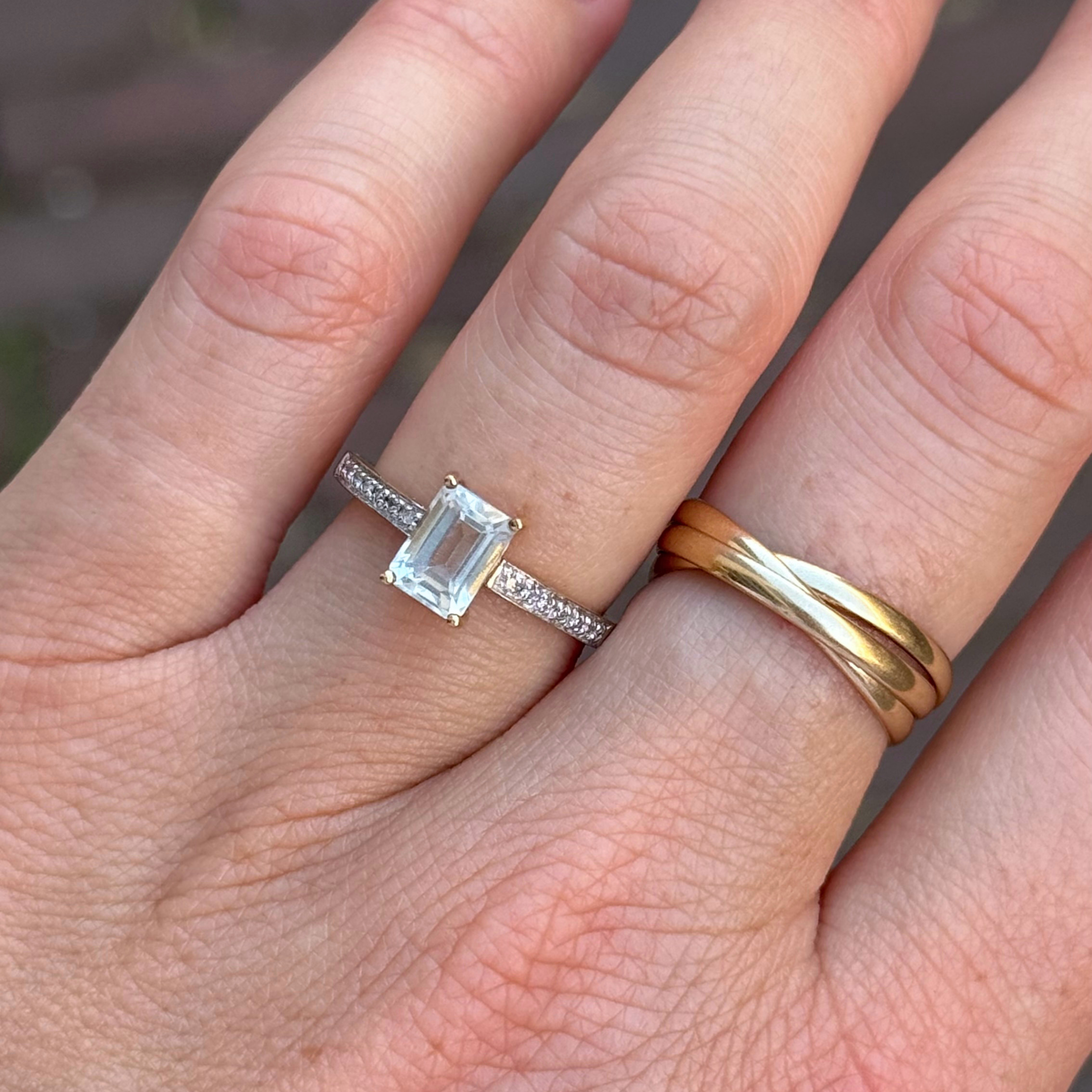 Aquamarijn & Diamant Ring