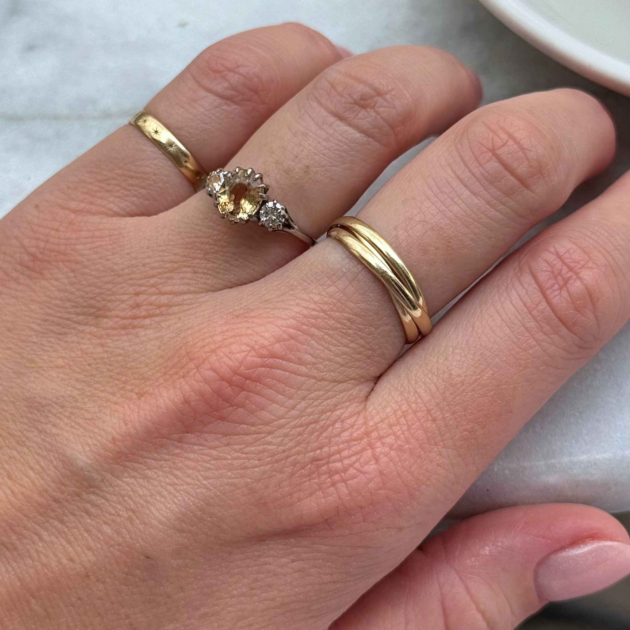 Citrien & Diamant Trilogie Ring 18k ‘1940’