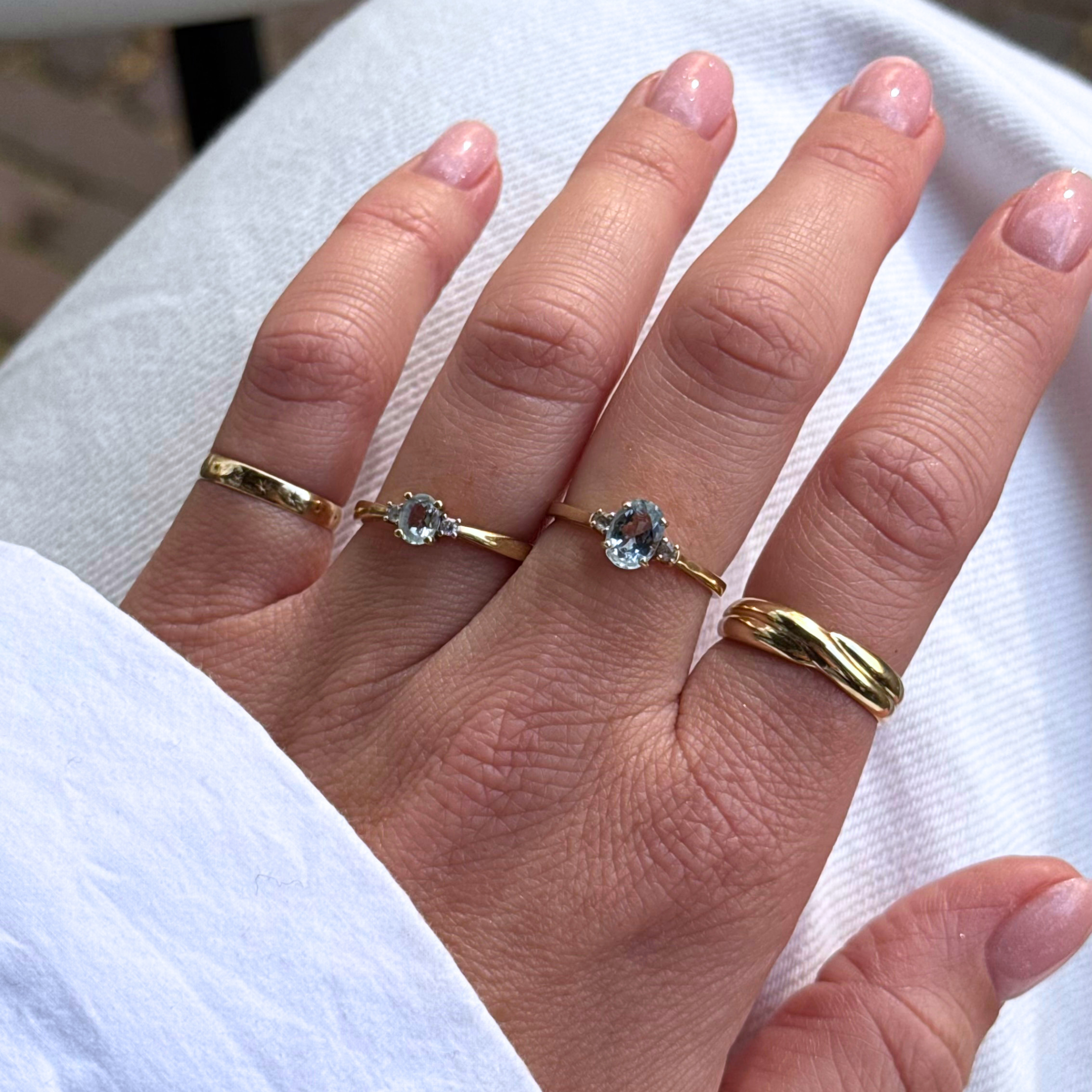 Aquamarijn & Diamant Ring