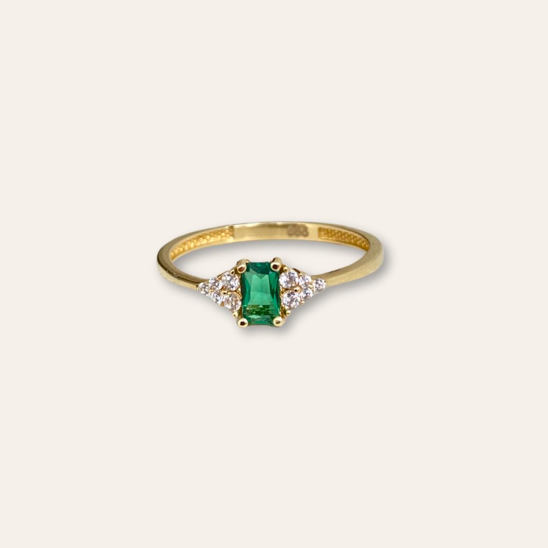 Charlotte | 14k Groene Baguette Ring