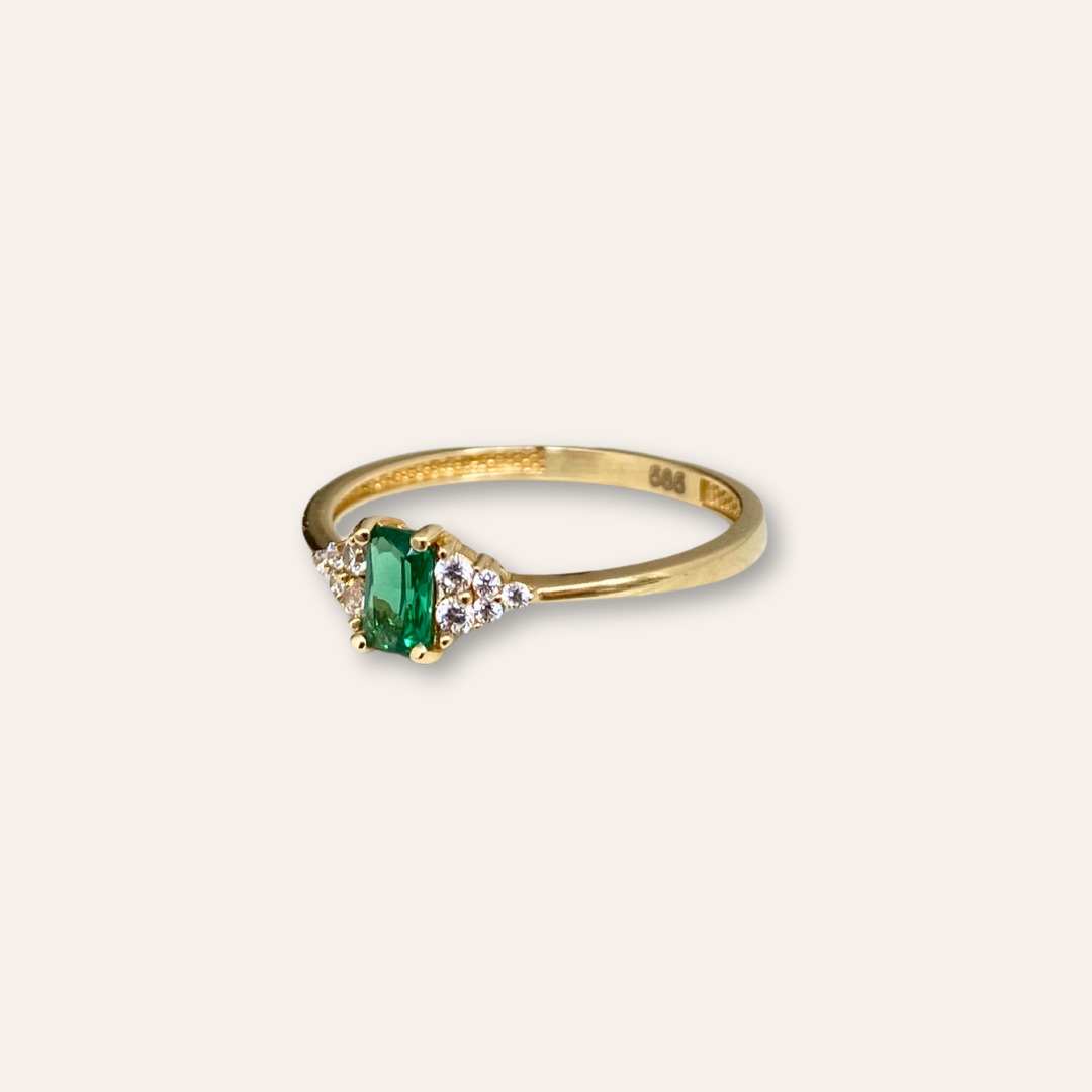 Charlotte | 14k Groene Baguette Ring