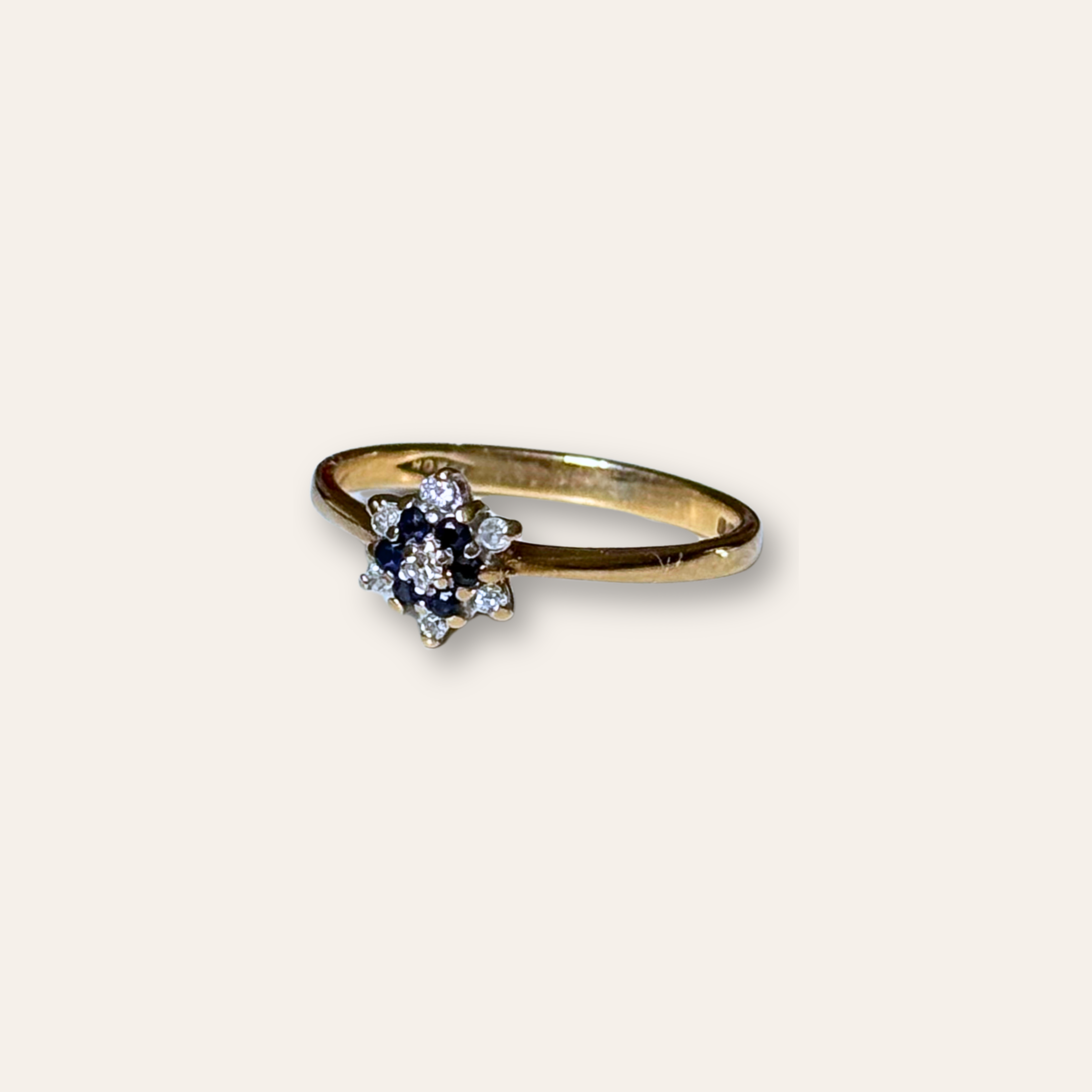 Saffier & Diamant Bloem Ring