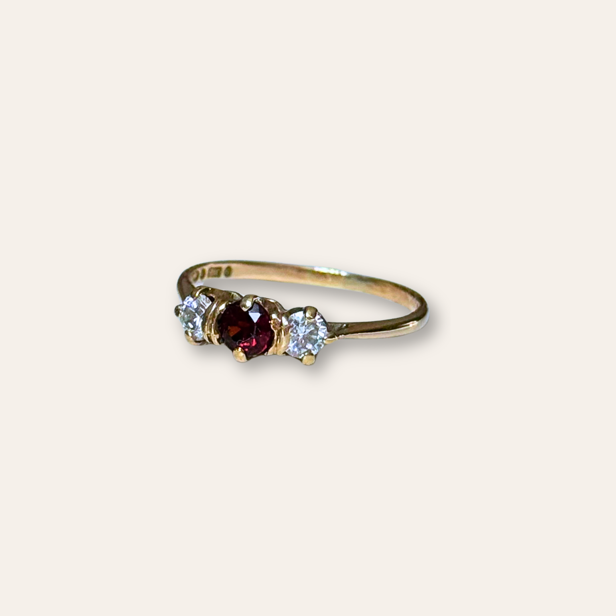 Diamant & Granaat Trilogie Ring