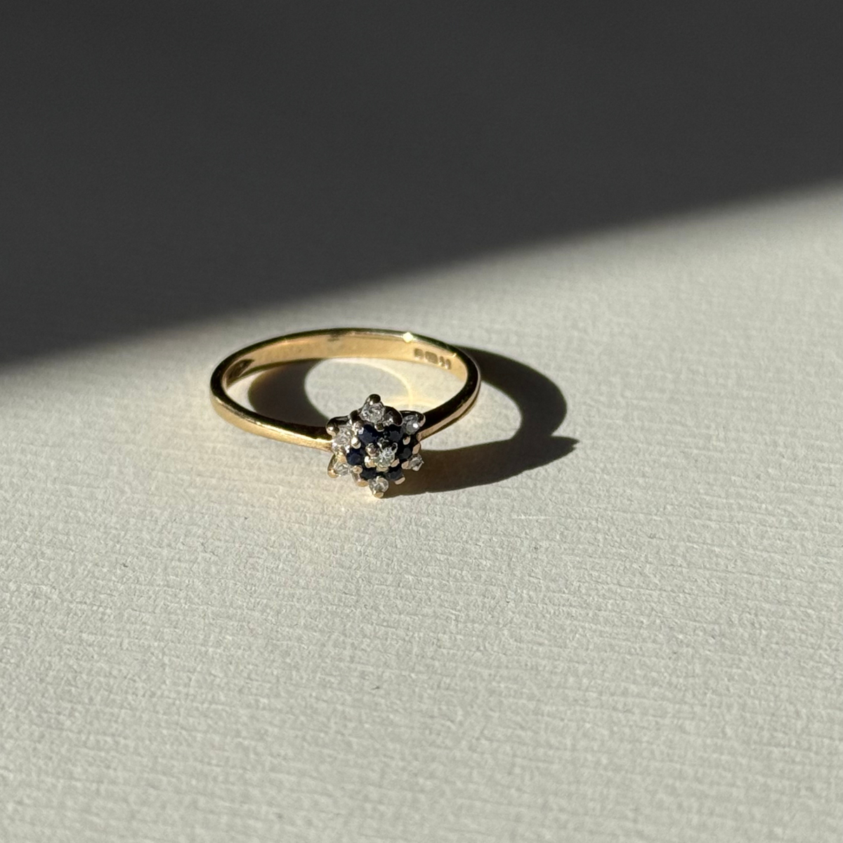 Saffier & Diamant Bloem Ring