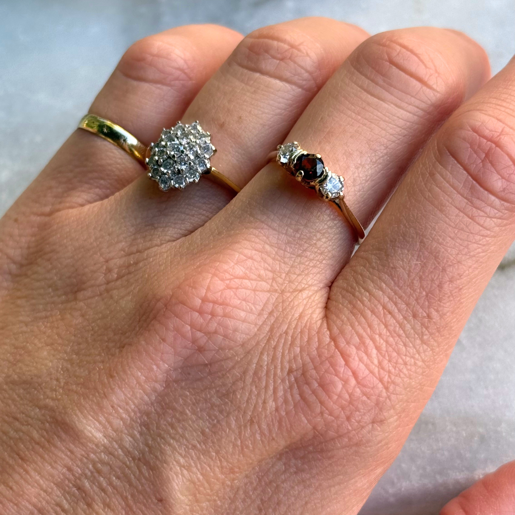 Diamant & Granaat Trilogie Ring