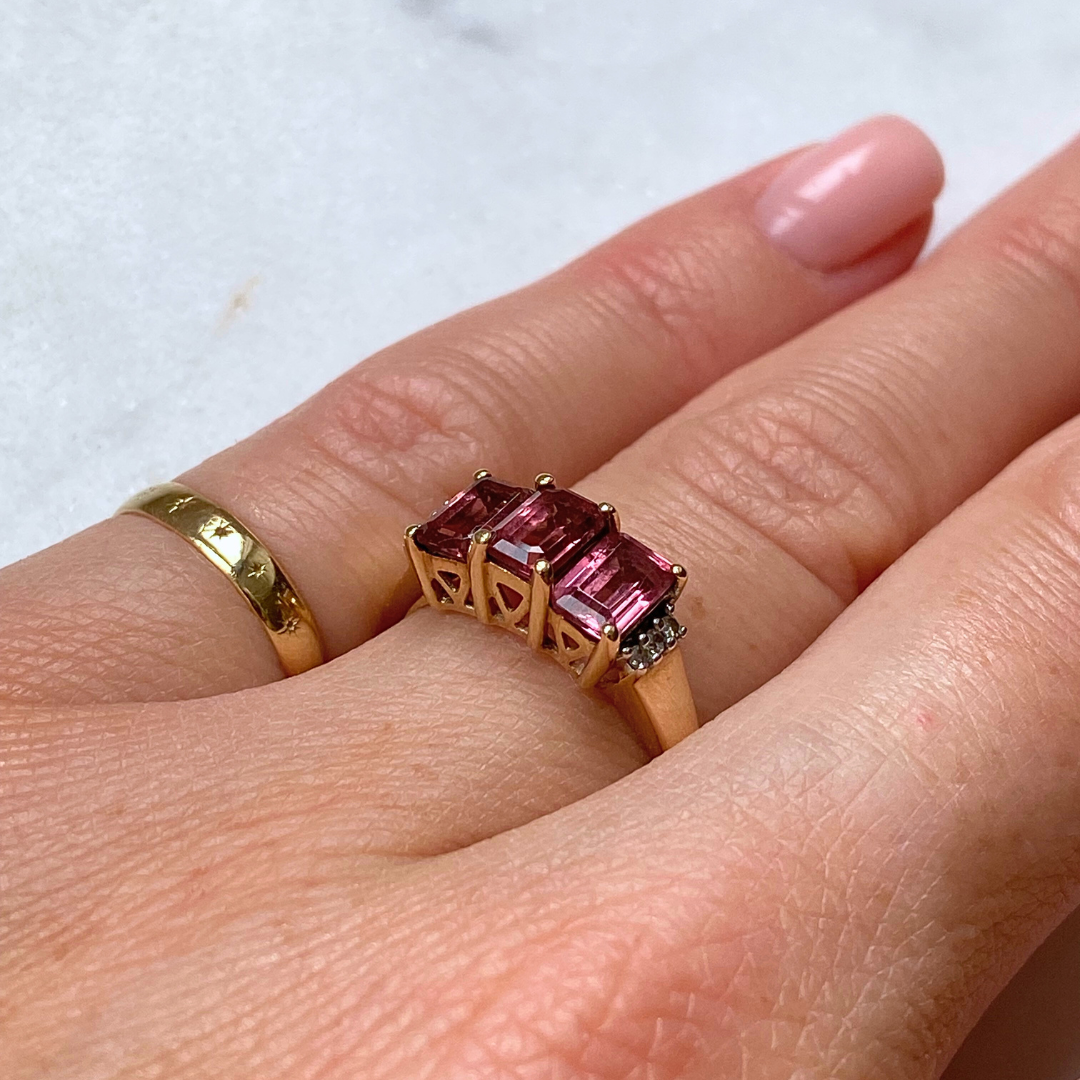 Monica | Tourmalijn & Diamant Trilogy Ring
