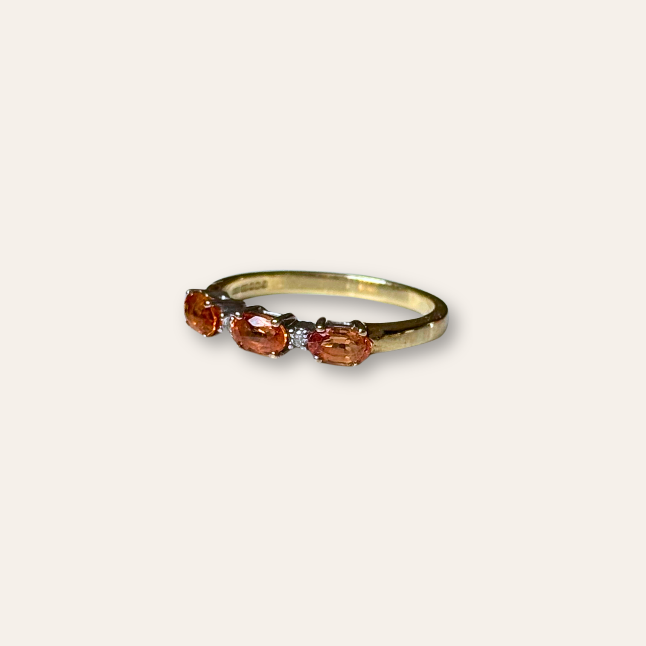 Oranje Saffier & Diamant Ring