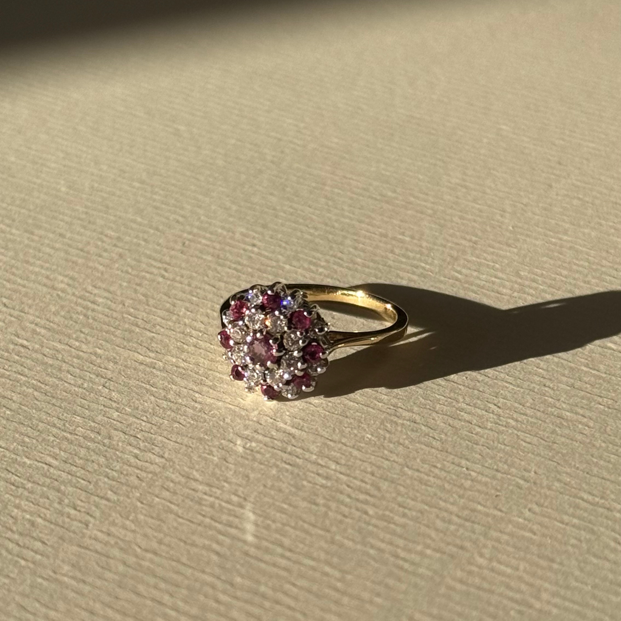 Robijn & Diamant Cluster Ring