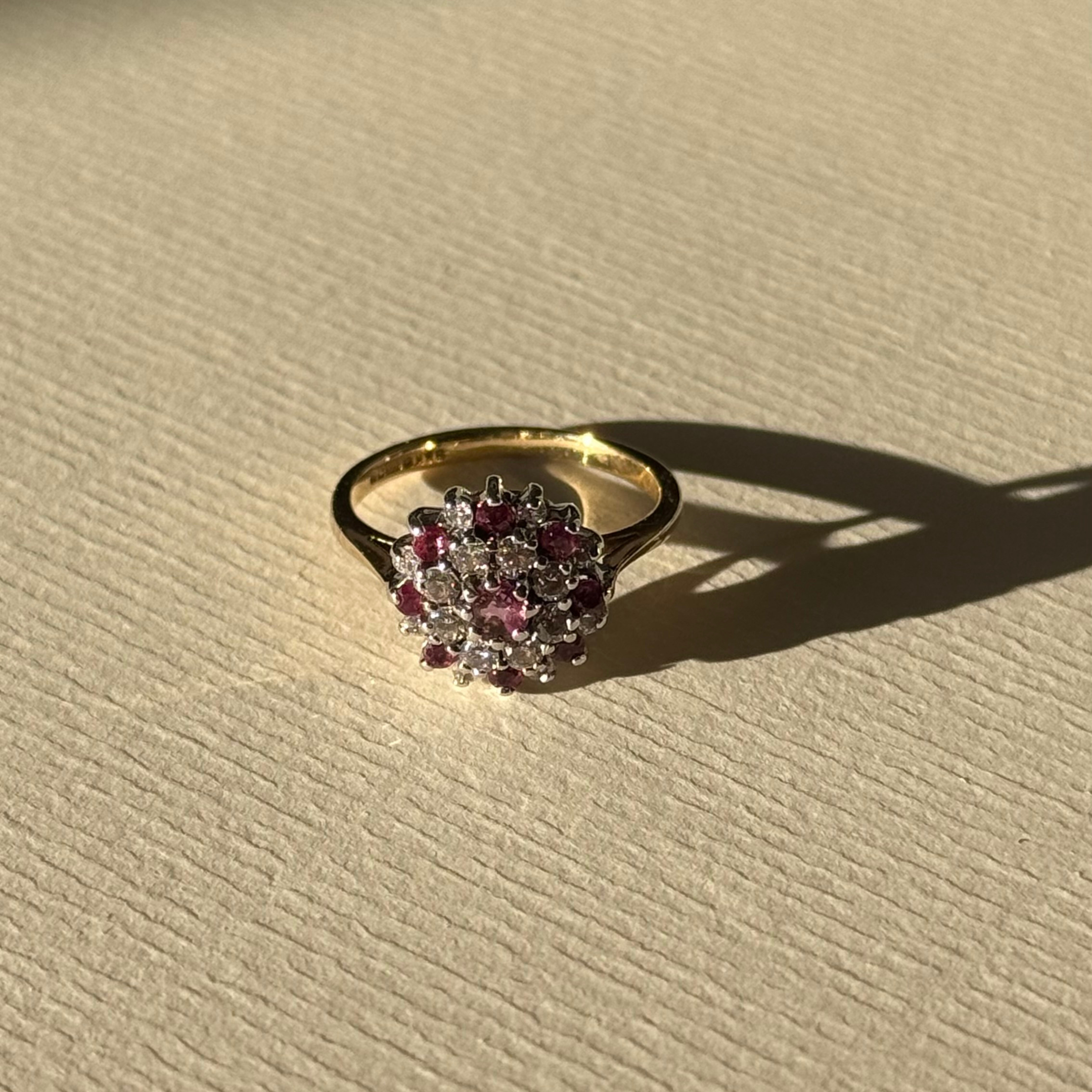 Robijn & Diamant Cluster Ring