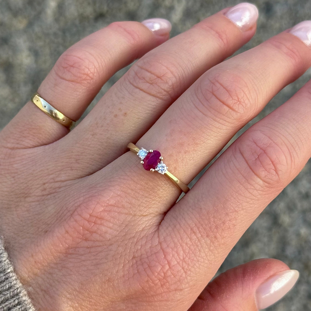 Robijn & Diamant Trilogie Ring