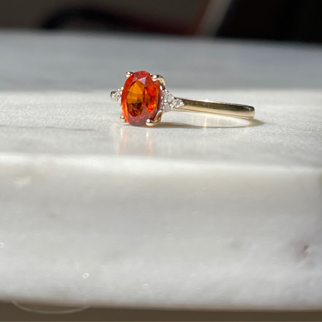 Rose | Oranje Saffier & Diamant Ring