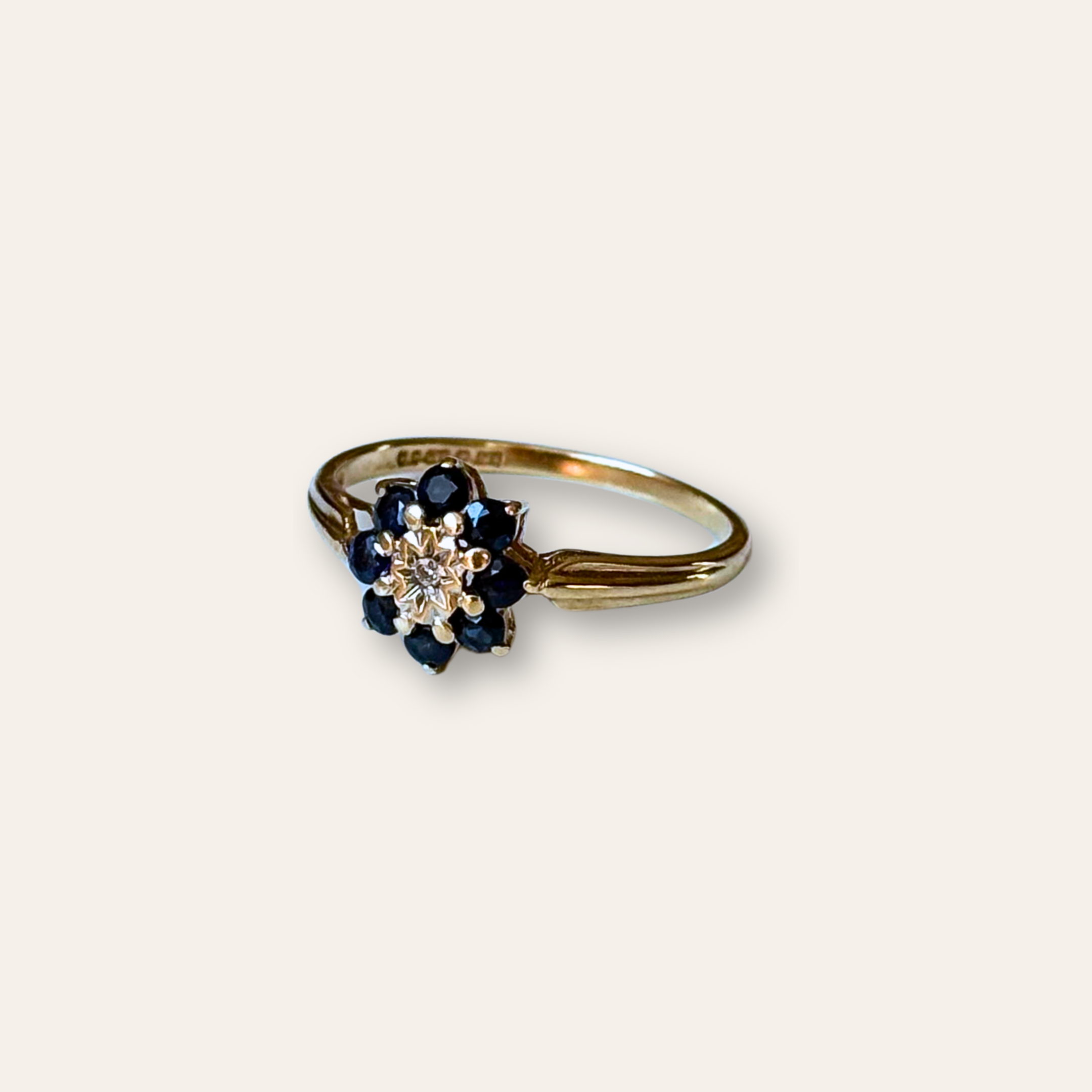 Saffier & Diamant Bloem Ring