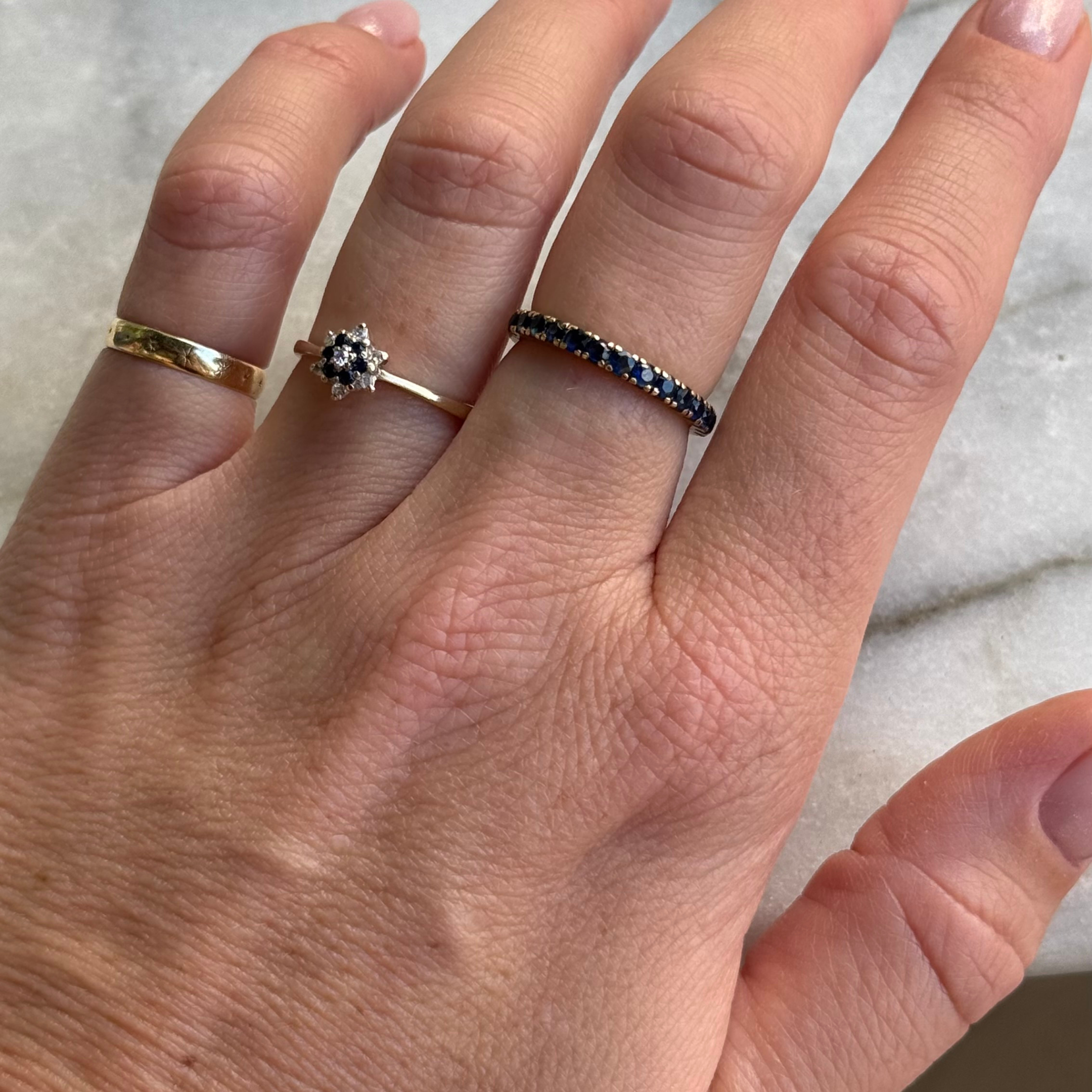 Saffier & Diamant Bloem Ring