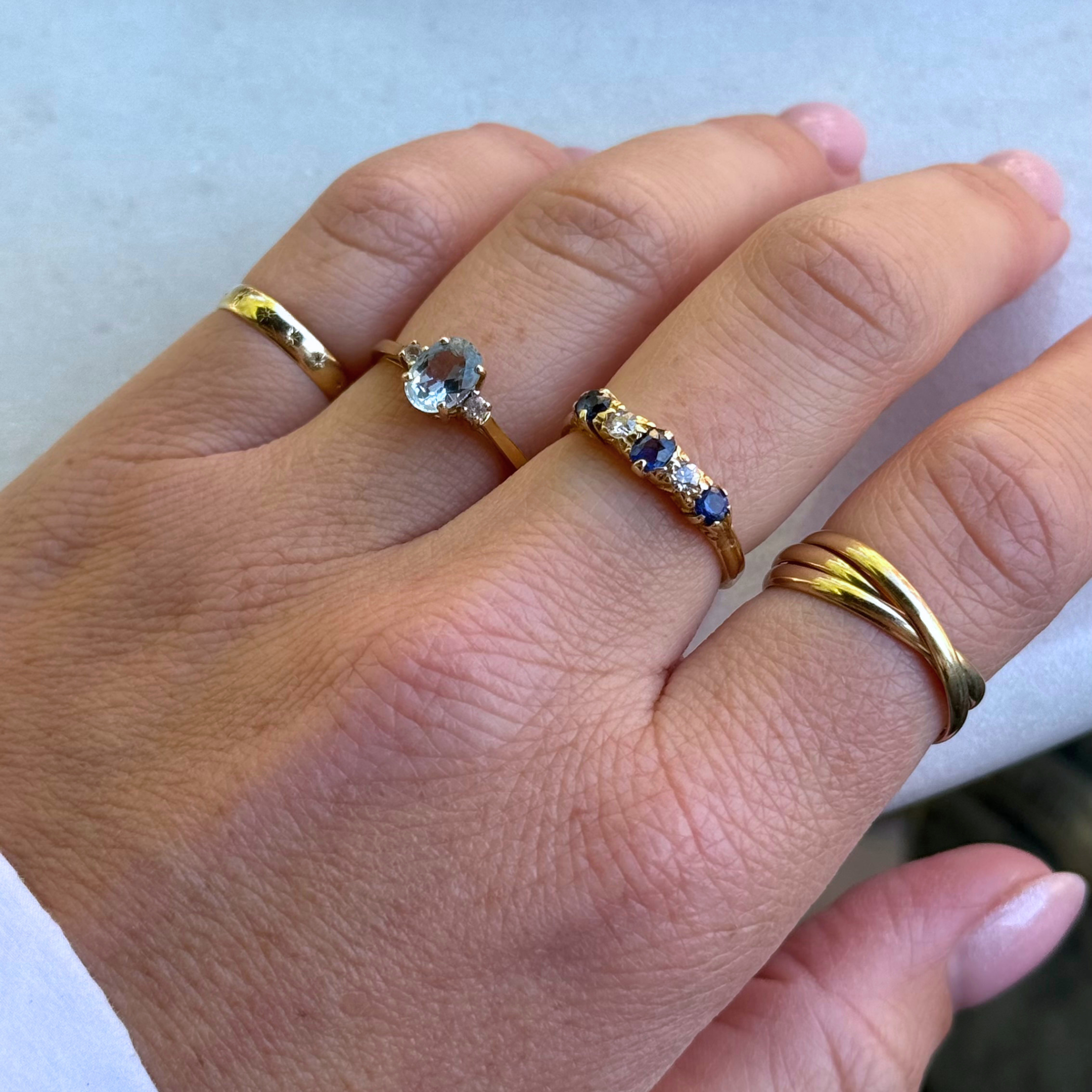 Saffier & Diamant Ring 18k
