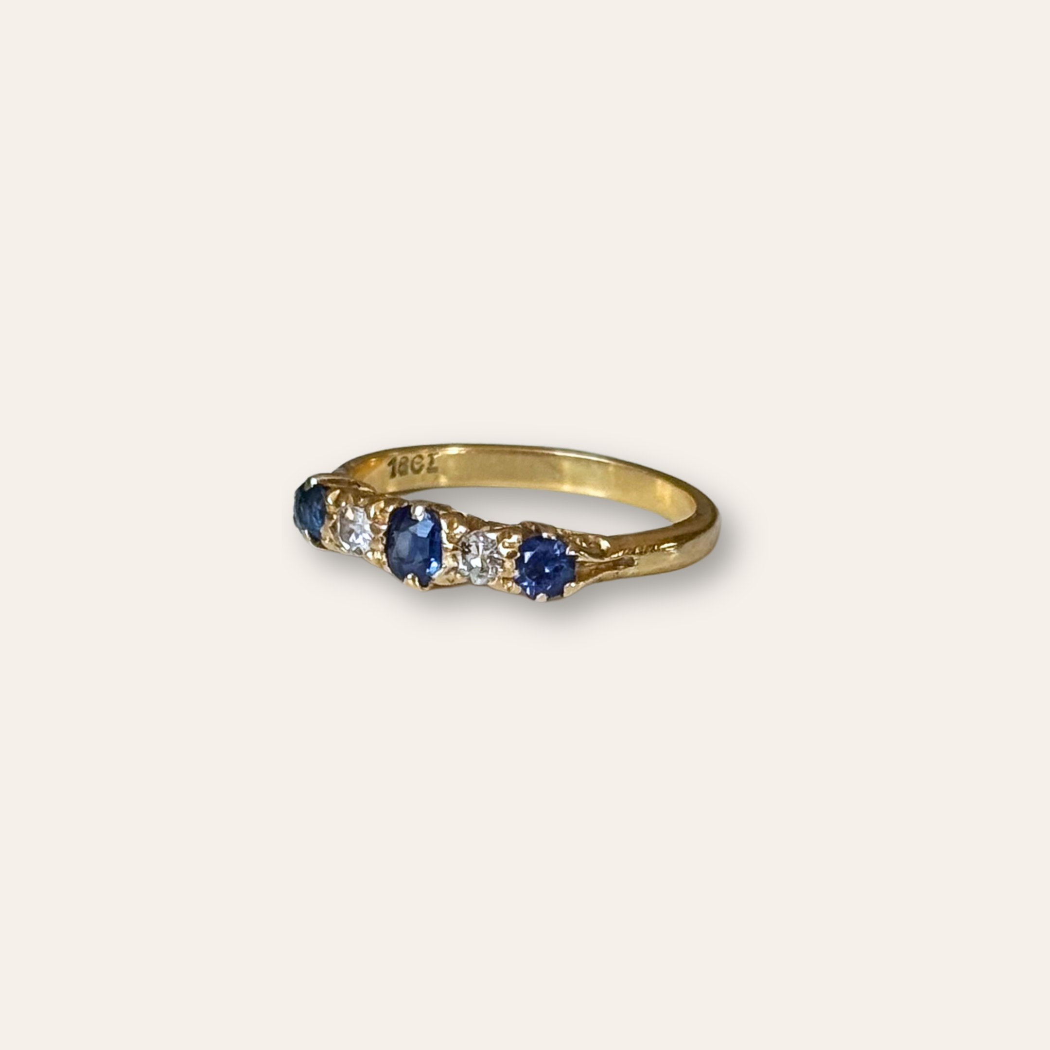 Saffier & Diamant Ring 18k
