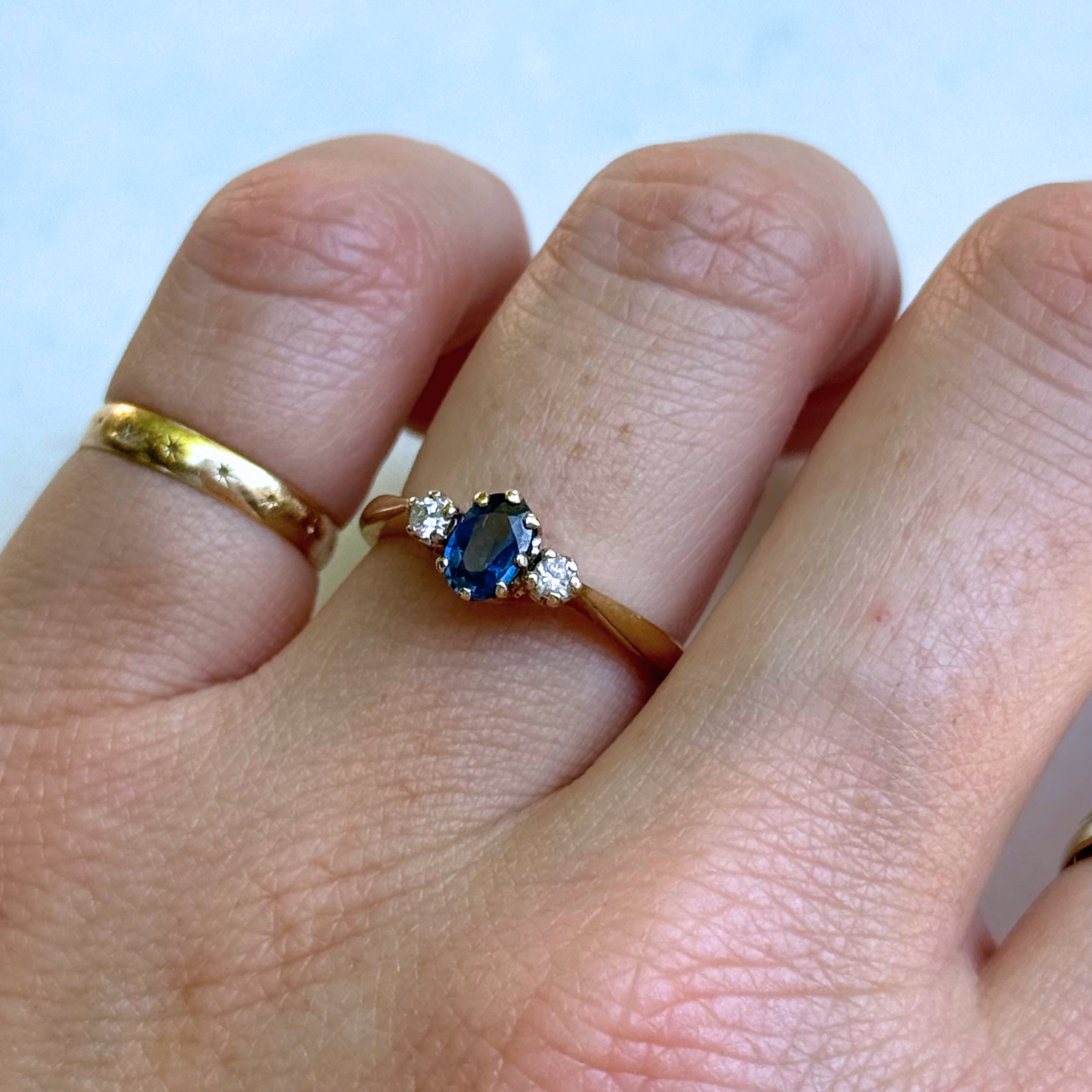 Saffier & Diamant Trilogie Ring