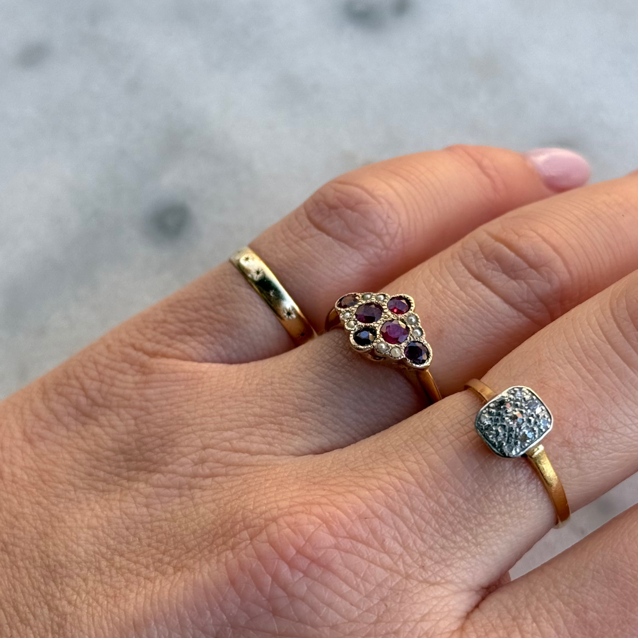 Robijn & Parel Cluster Ring