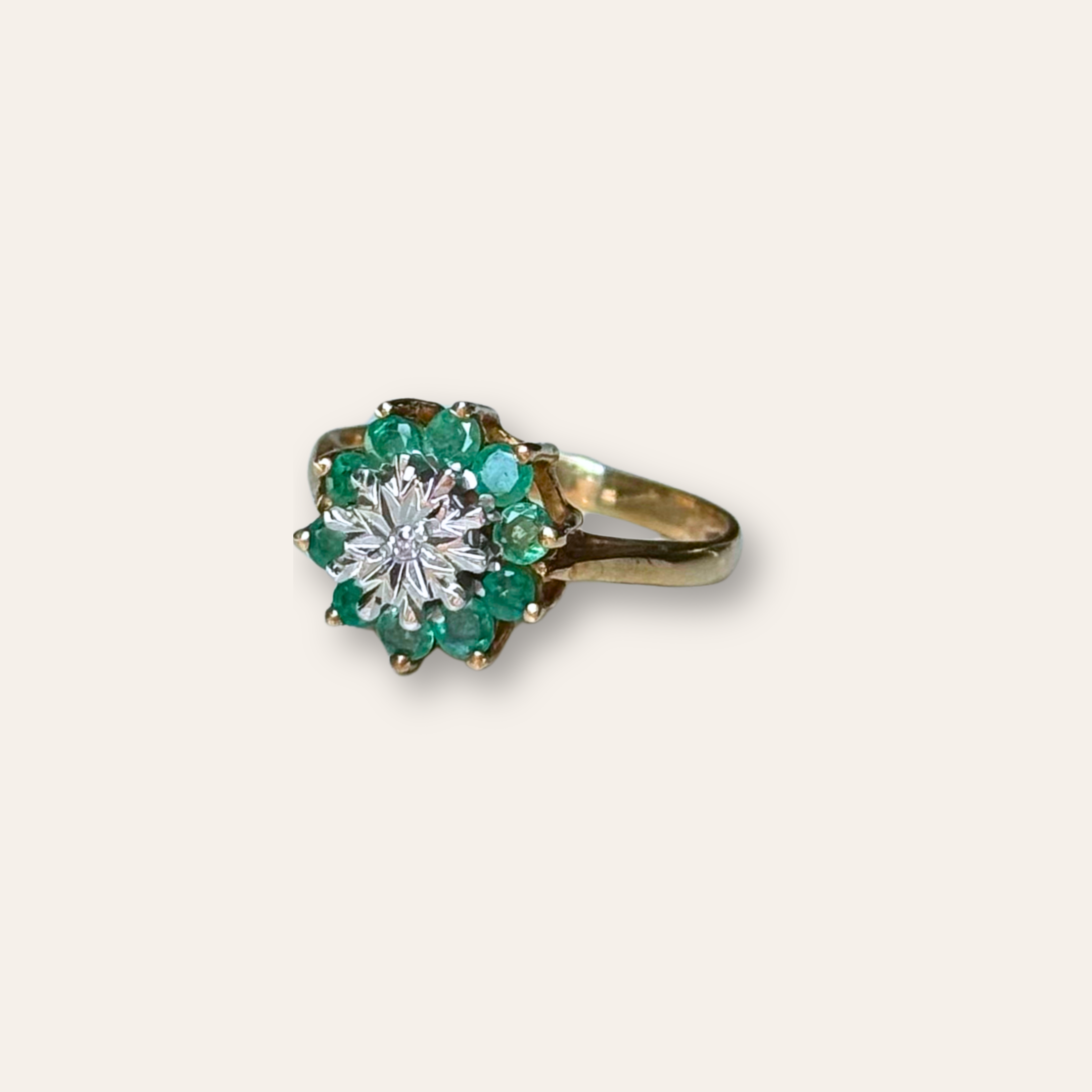 Smaragd & Diamant Bloem Ring