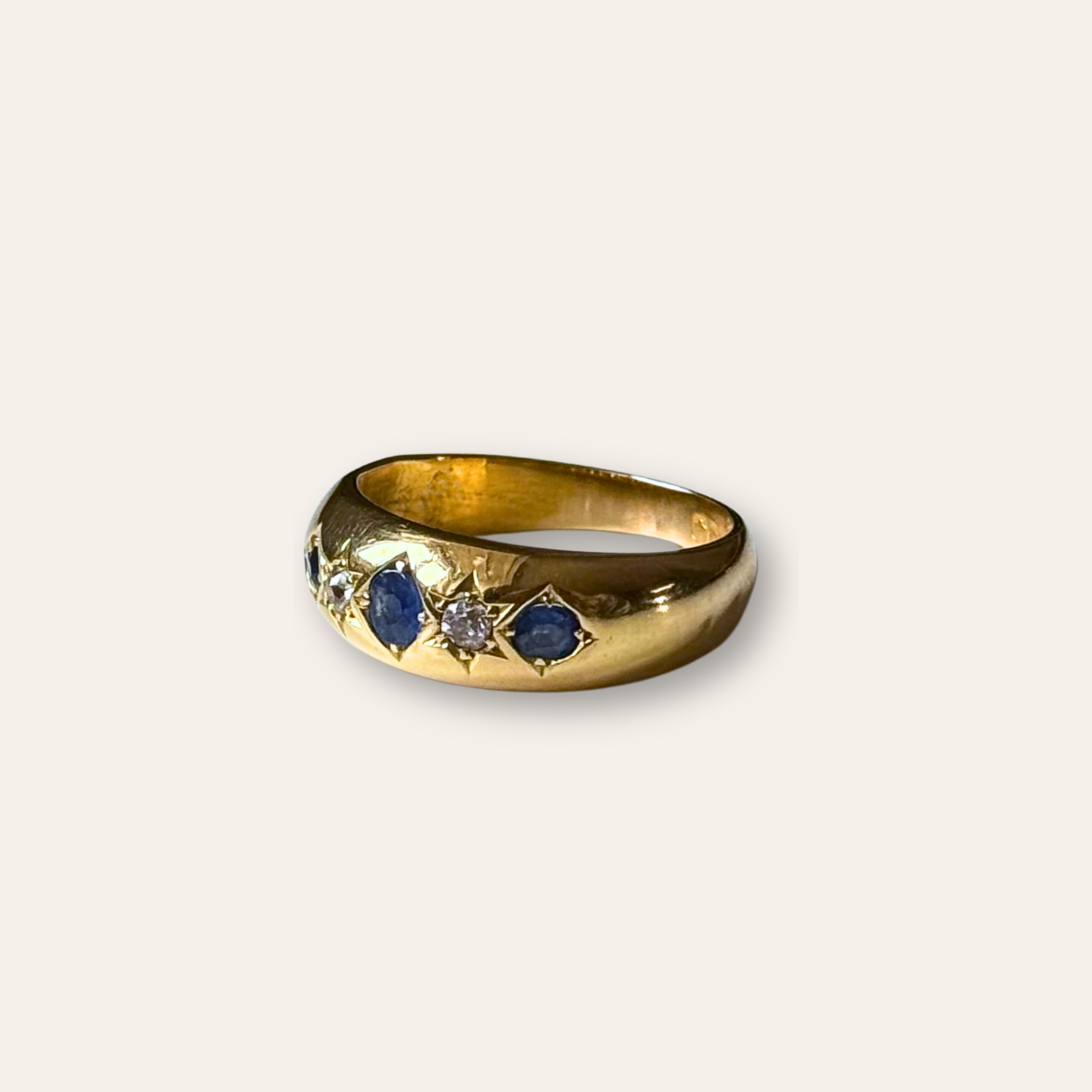 Saffier & Diamant Gipsy Ring 18k