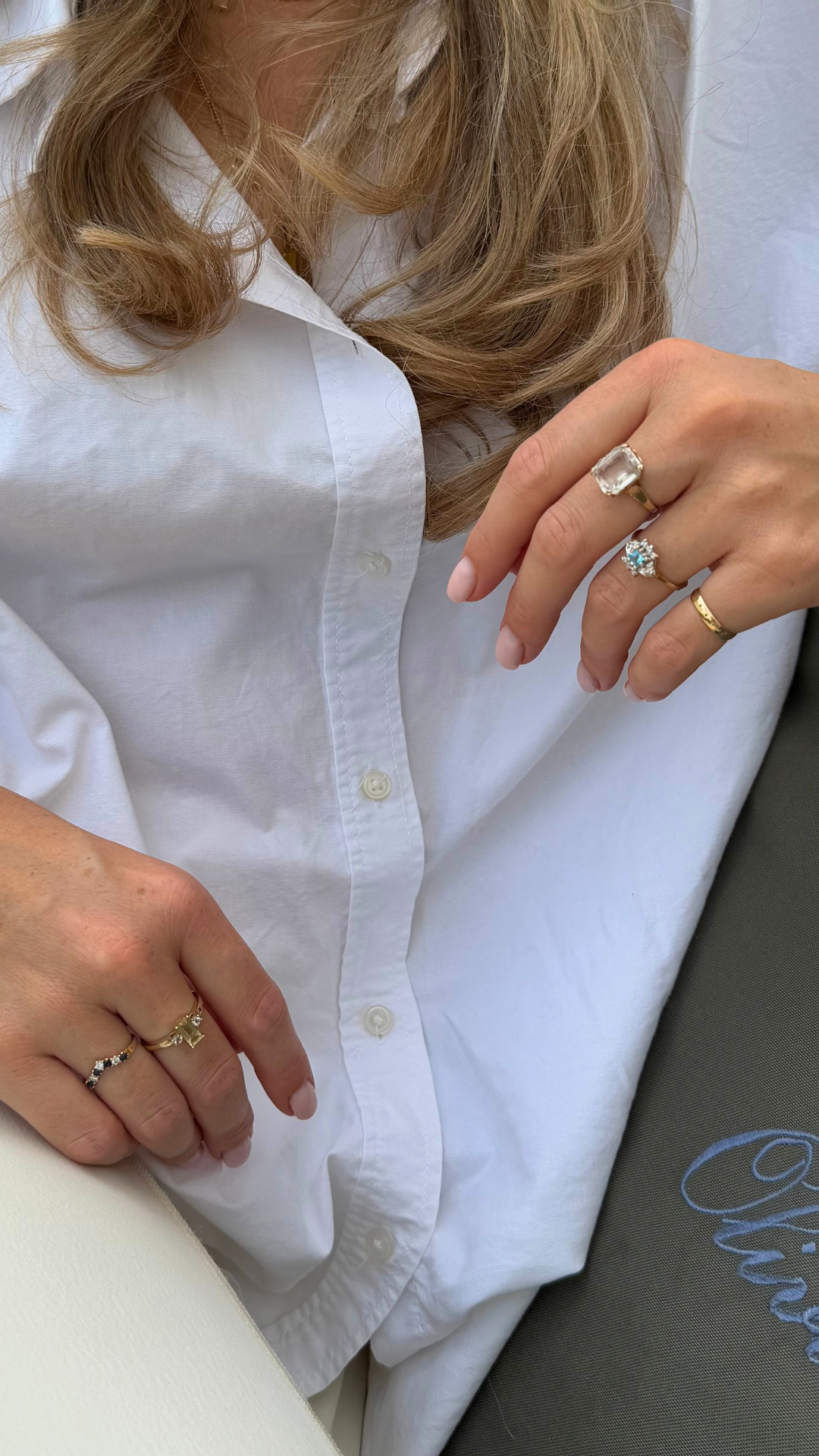 Nora | Saffier & Diamant Wishbone Ring
