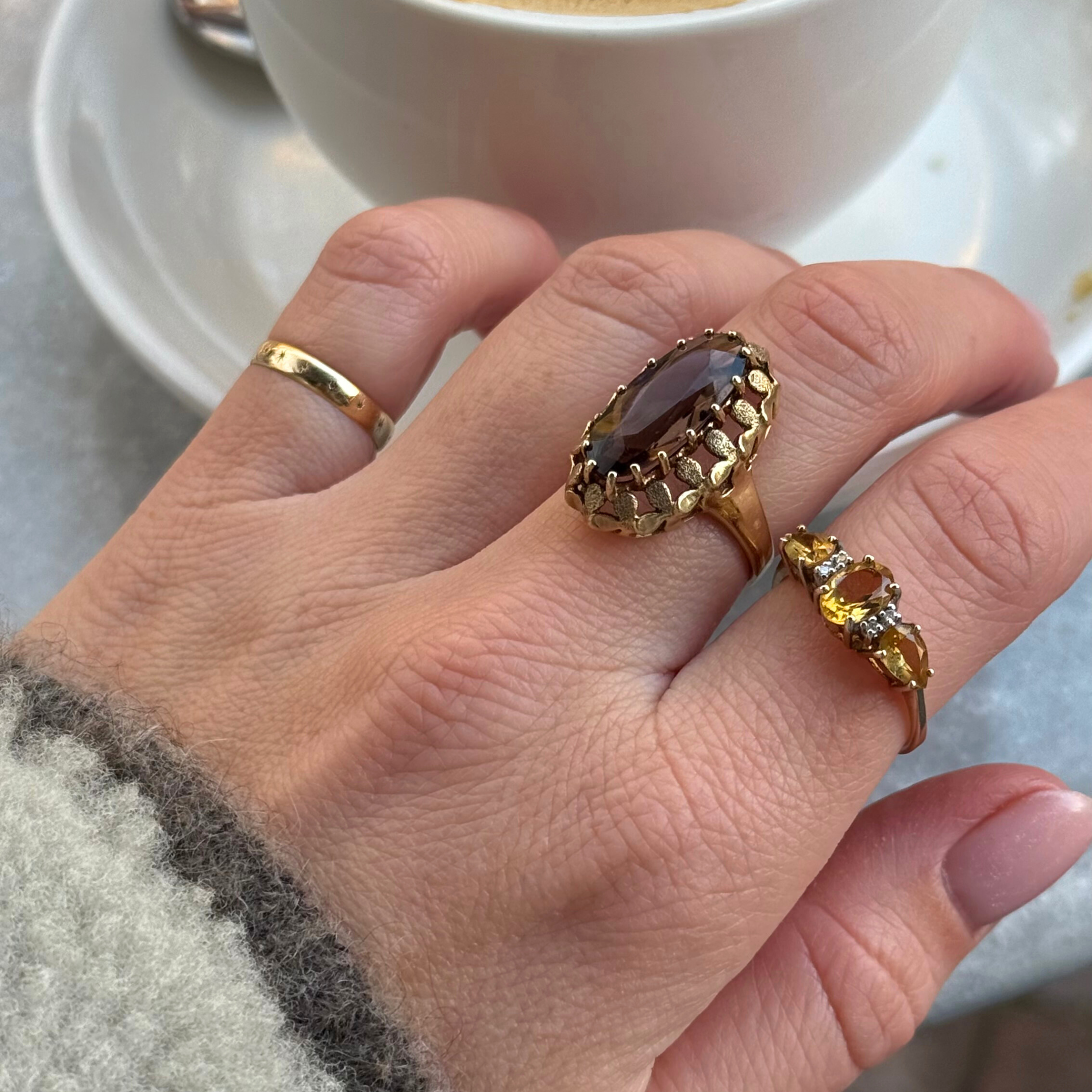 Citrien & Diamant Trilogie Ring