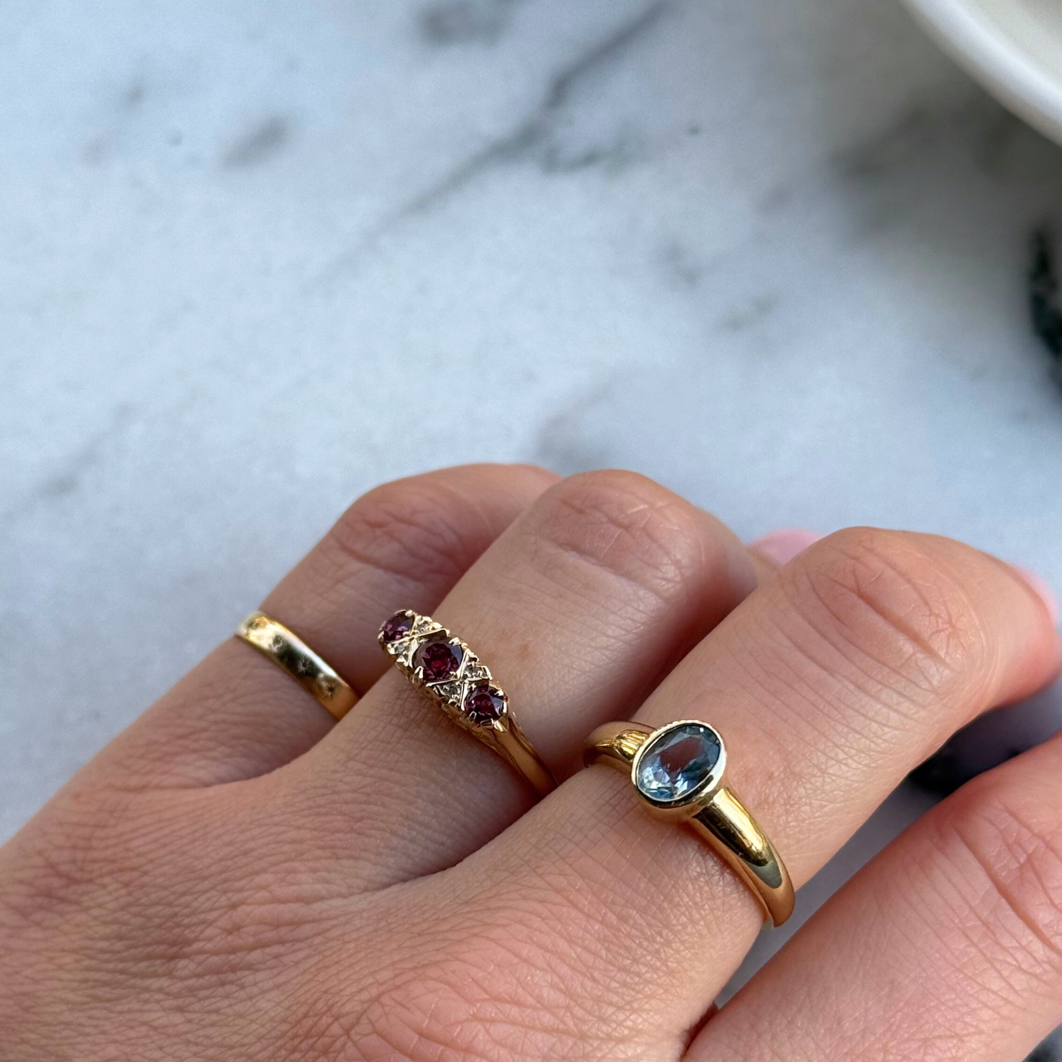 Victoriaanse Granaat & Diamant Ring