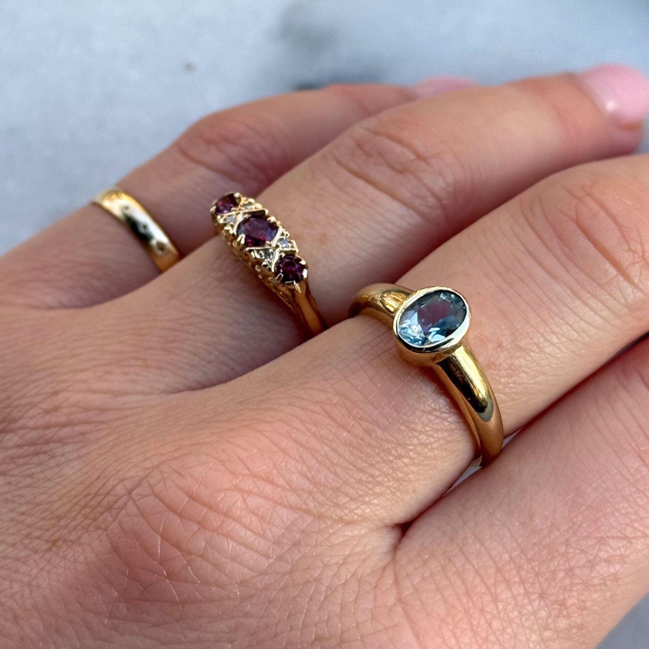 Victoriaanse Granaat & Diamant Ring