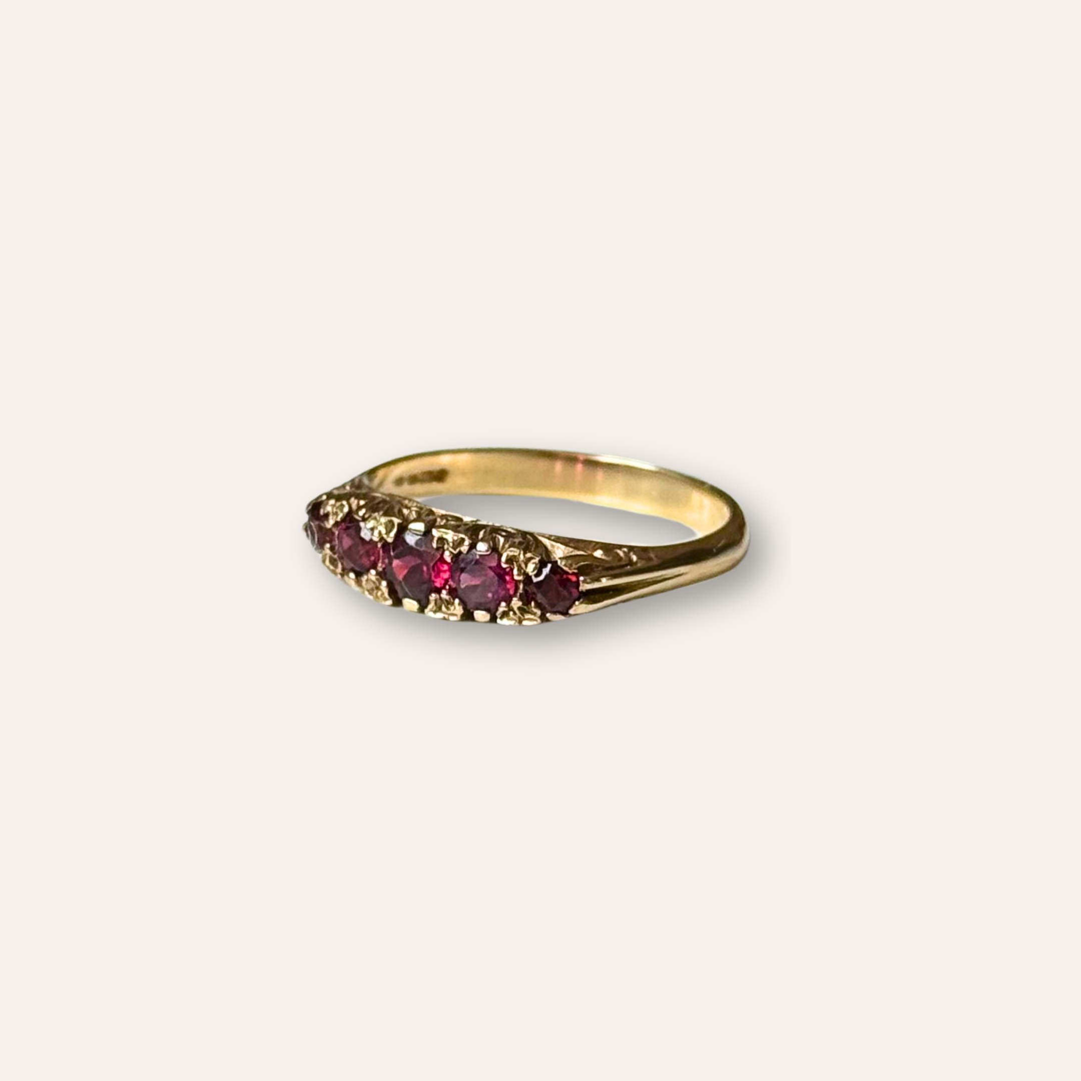 Granaat Victoriaanse Rij Ring