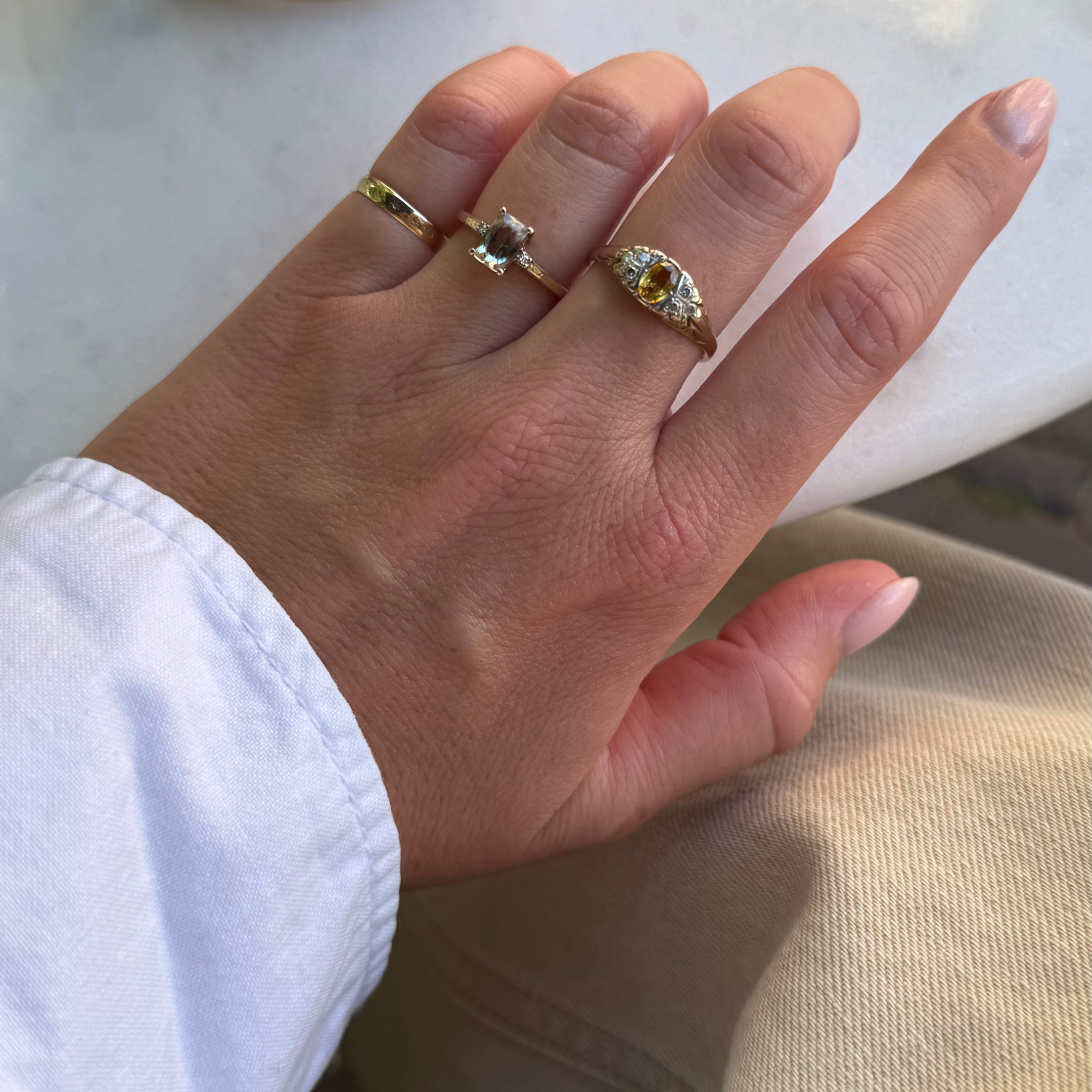 Groene Topaas & Diamant Ring